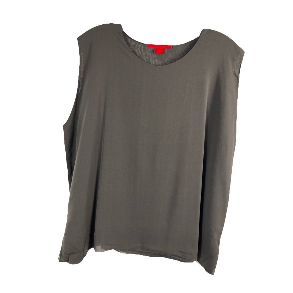 Sz 2 Shamask 100 % Silk Dark Brown Coffee Chocolate shell tank camisole top